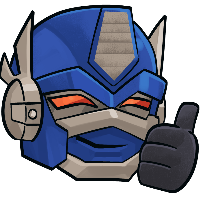Illustration of Beast Wars' Optimus Primal's head, smiling and presenting a thumbs up.  Intended to be used as a thumbs up emoji.